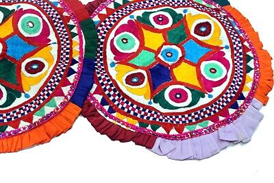 Pair Of Kutch Banjara Hand Embroidery Ethnic Pillow Cushion Tapestry Mirror Work