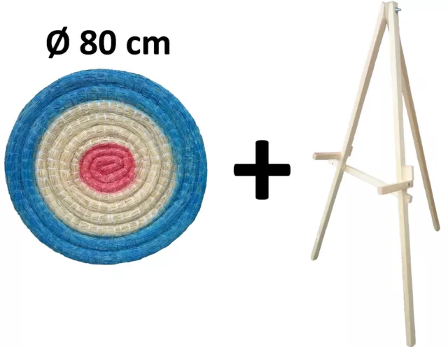 Tiro Con L'Arco Bersaglio di paglia Ø 80 cm dipinto + stand in legno