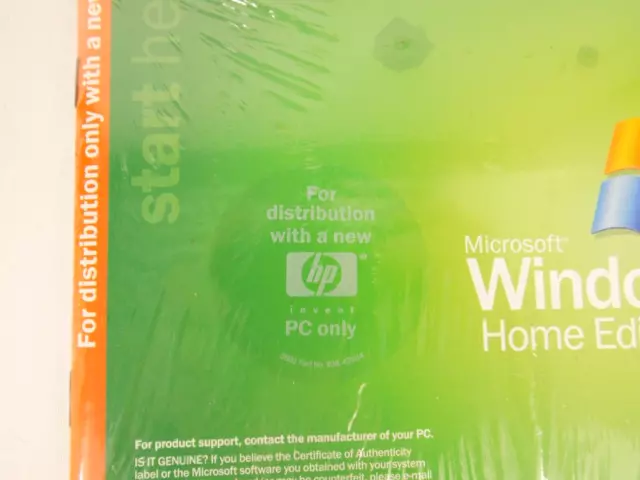 Windows XP Home Edition Brand New & Sealed - NO Code (DISC ONLY) - HP PC 3