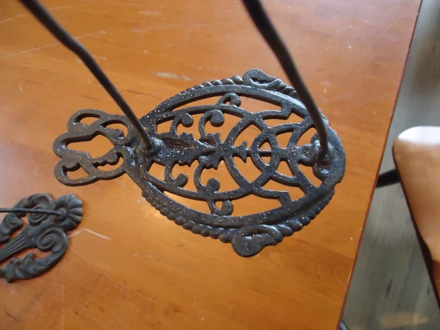 2 antique hardware Victorian era Wall Mount Long Hook Bracket Hangers Cast Iron 3