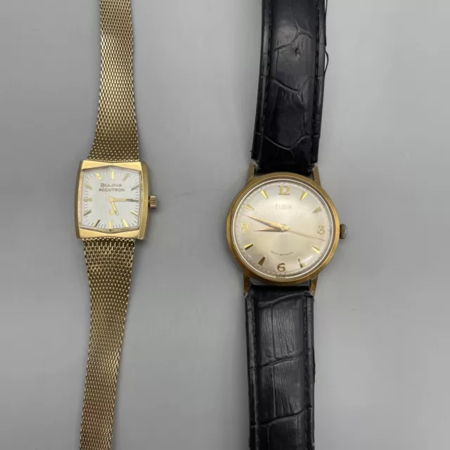 Vintage 2 Watch;  Elgin Self Winding & Ladies Bulova Accutron GF both Excellent