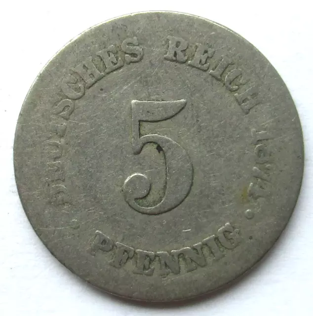 Deutsches Kaiserreich  5 Pfennig 1874 Münzzeichen:"B"  Hannover