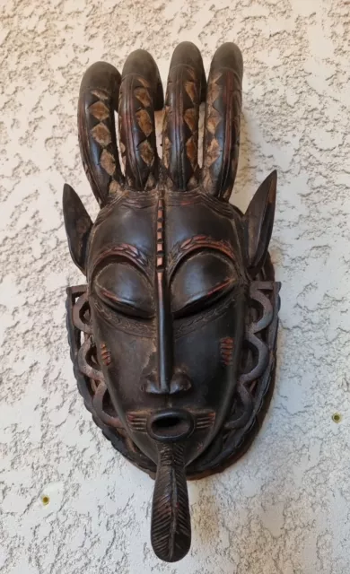 Africano Arte Legno Mask Ivory Coast Maschera IN Costa D'Avorio