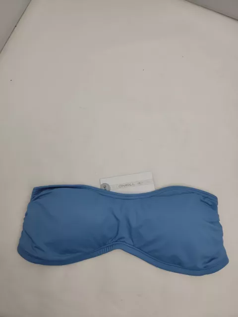 ONEILL Bikini Top Juniors Small Blue Salt Water Solids Lace Up NWT Bandeau Swim 2