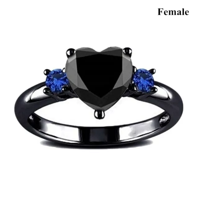 The Vampire Diaries Elena/Damon blauer Saphir, schwarzer Onyx, wolframbeschichteter Ring 2