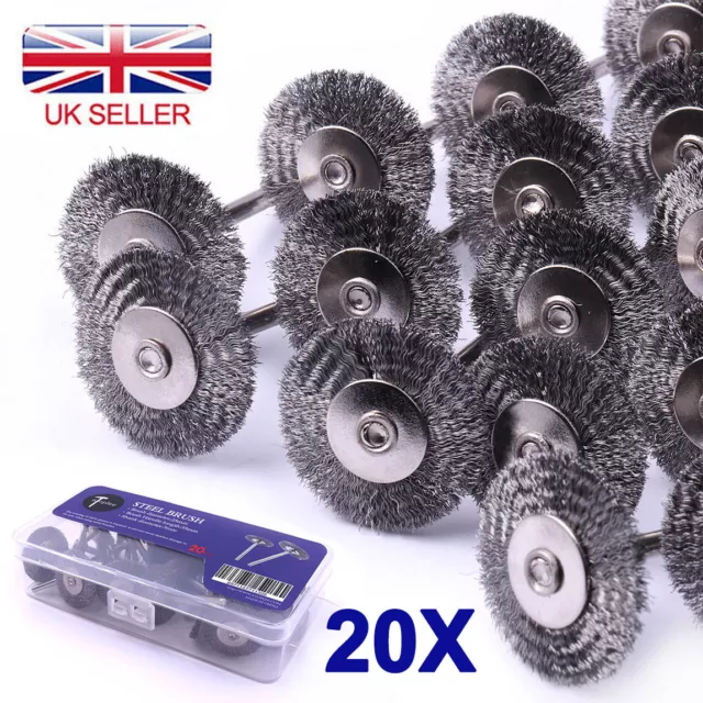 20PCS Stainless Steel Wire Brushes Polishing Wheels Mini for Drill Rotary Tools