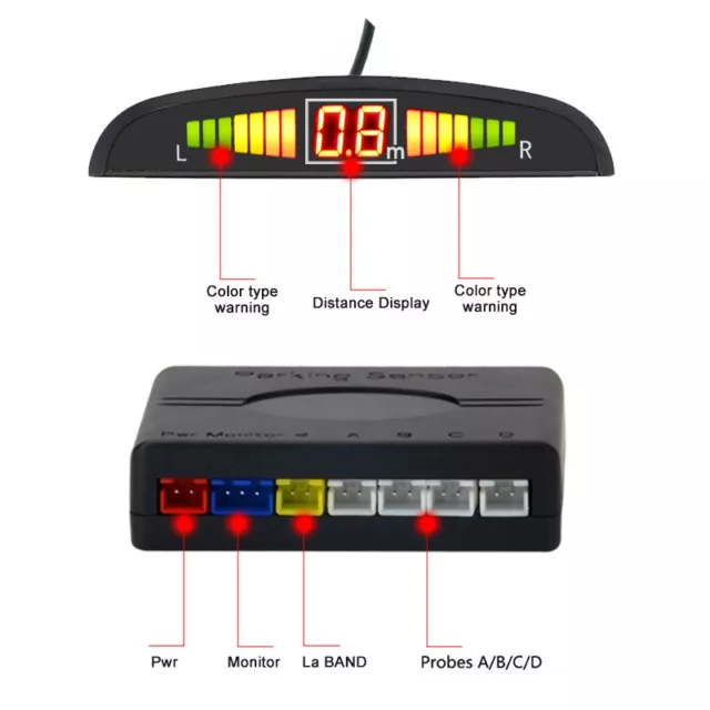 Parking Sensors Car Auto Reverse Backup Rear Radar Display LED Alert System Kits 3