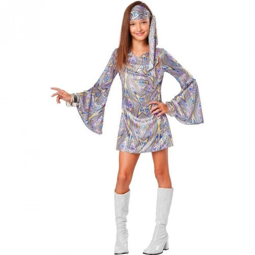 (Large, Silver) - 70s Disco Darling Kids Costume. California Costumes