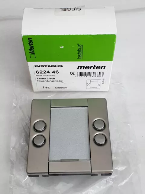 NEU  -   Merten  622446  -  Taster 2fach  -  echt Edelstahl   \ KNX / EIB