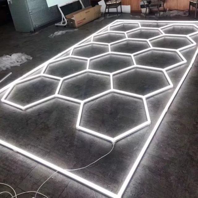 14 Grid Hexagon LED Lighting DIY for Car Retail Garage Workshop Gym Shop Barber