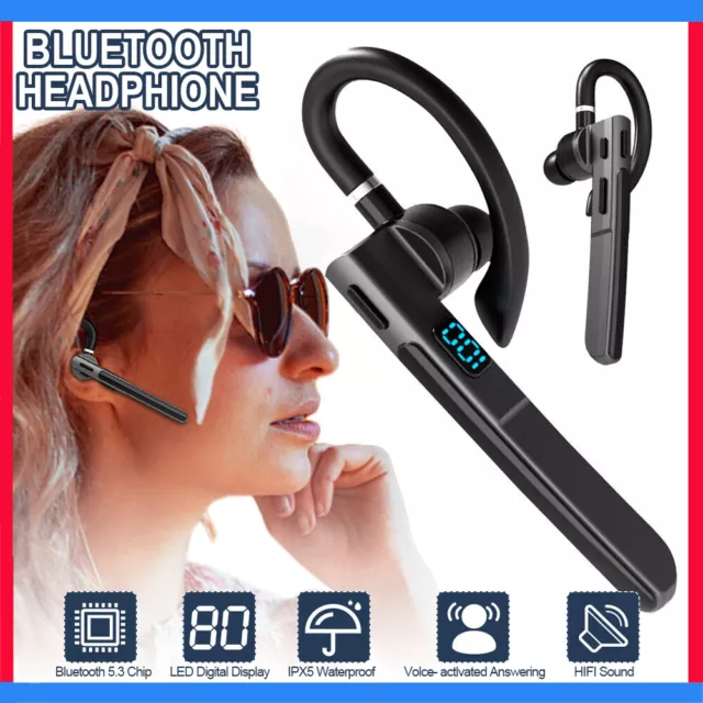 Bluetooth Headset Wireless Freisprech Kopfhörer mit Mikrofon für iPhone Samsung