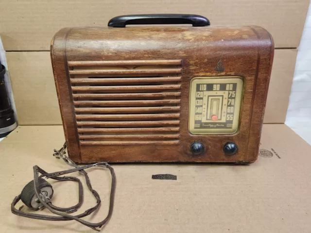 Emerson Lunch Box Wood Radio Ingraham Model  *Read Description*