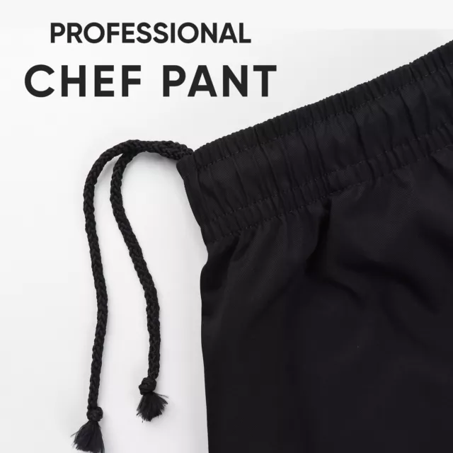 BLACK Chef's Trouser 100% COTTON Regular and Short Length XS to 7XL Catering UK