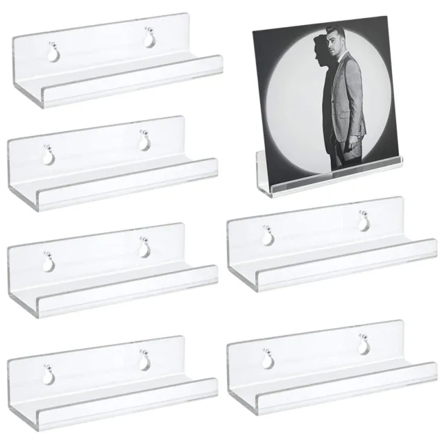 6PCS Floating Shelves Wall Mounted Clear Acrylic Shelves Record Wall Display