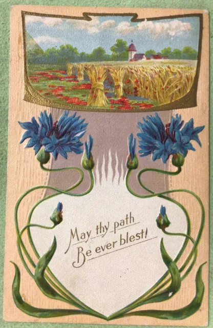 Art Nouveau May thy path Be ever blest Vintage 1911 Postcard