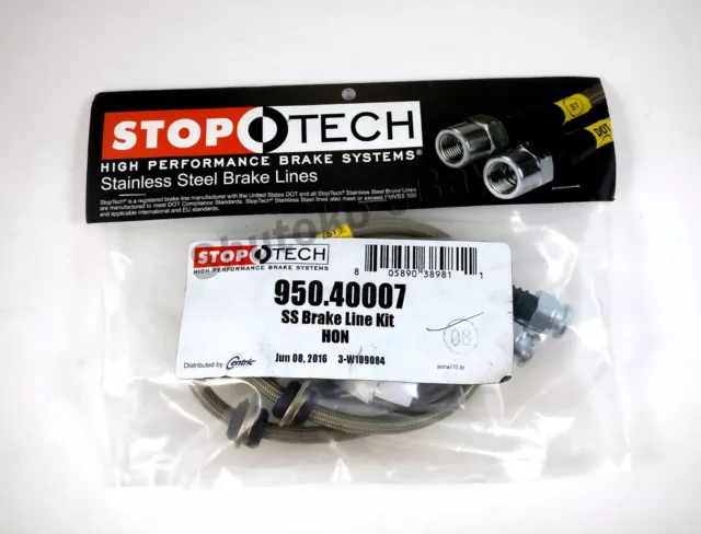 Stoptech Stainless Steel Front Brake Lines For 96-00 Honda Civic Ex 2Dr Coupe