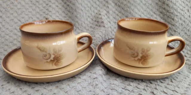 Denby Pottery Images Tea Cups & Saucers x 2