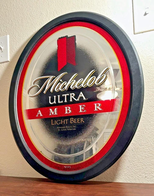 Michelob Ultra Amber Light Beer Anheuser Busch Bar Mirror Sign - 23"x18.5"