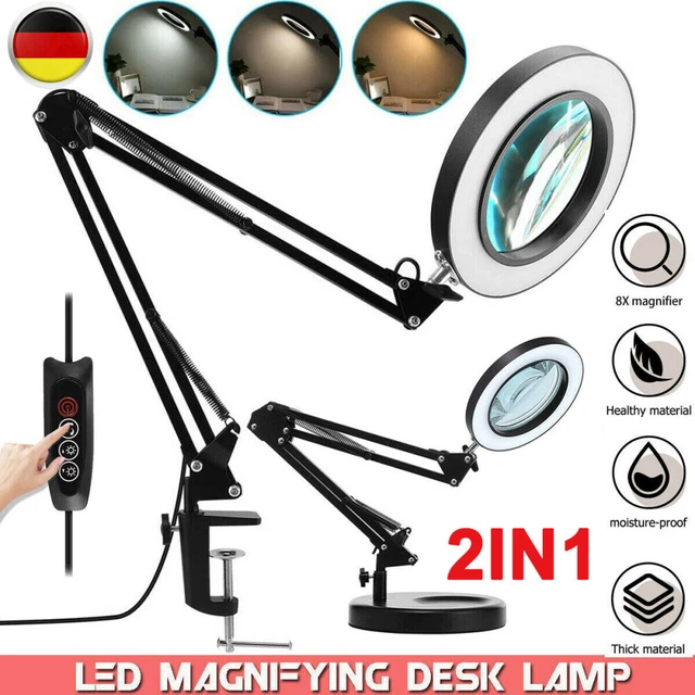 Lente di ingrandimento con luce e supporto 8 x lampada a lente di ingrandimento LED lampada da scrivania lampada da lavoro