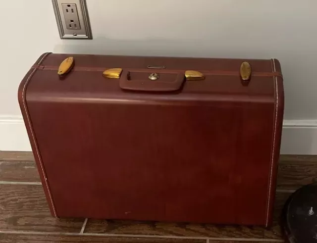 Samsonite Brown Luggage Suitcase 21” Shwayder Bros Denver Colorado 60s Vtg 4932