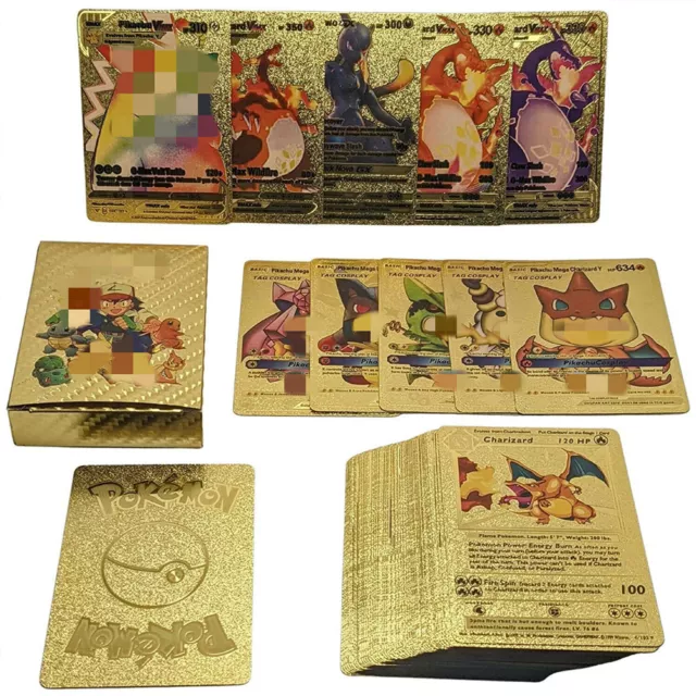 55Pcs Pokemon Card Foil GOLD PACK 55 CARDS TCG GX Vmax GX Card Charizard Rare UK