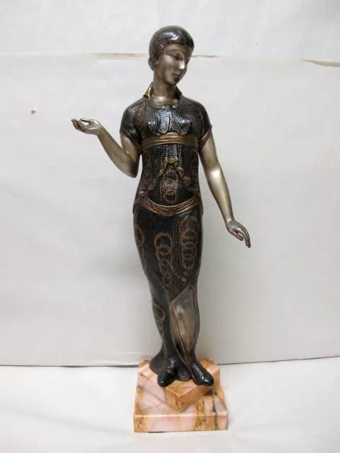 Large Art Deco Cold Painted Spelter Figurine, C1920'S