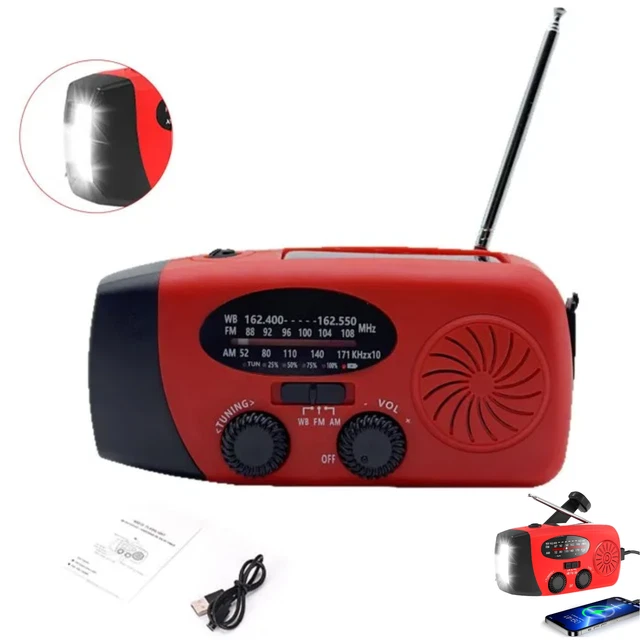 Ouitble Radio De Emergencia Solar Y De Manivela – AM/FM/SW/NOAA, Con Powerbank De 2000mAh Y Linterna LED, Para Camping