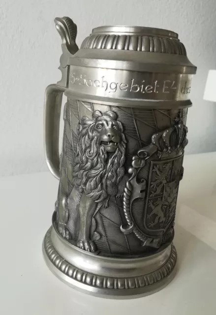 Zinn Bier Krug Becher mit Bayerischen Wappen u. Hymne, Tin beer mug