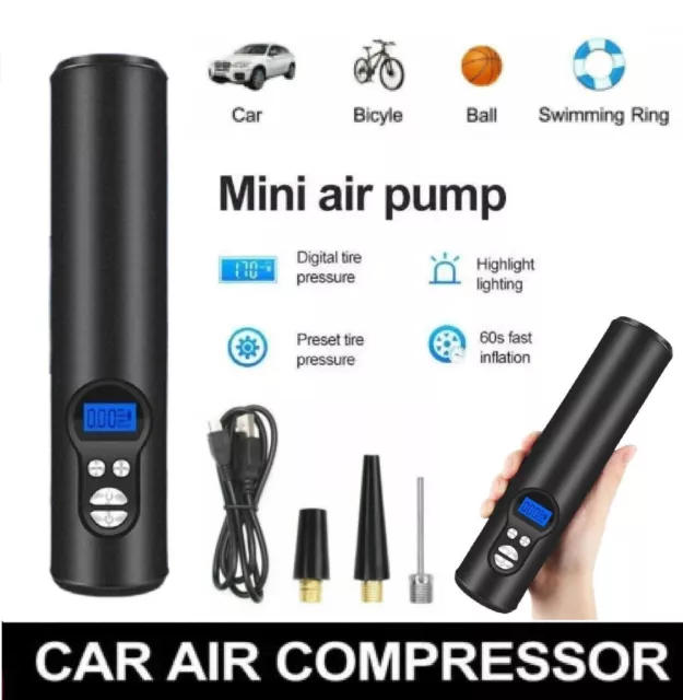 Car Tire Air Inflator Portable Tyre Electric Pump Cordless W/ USB Rechargeable