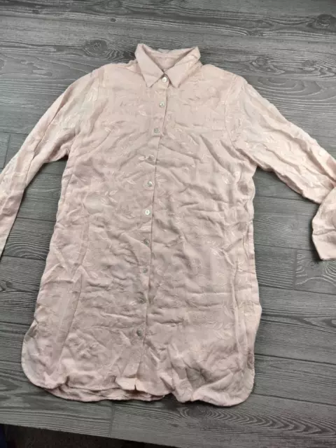 Plum Pretty Sugar Womens Shirt Dress Light Pink Birds Floral  Long Sleeve XL