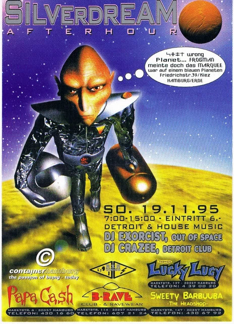 SILVERDREAM Rave Flyer Flyers A6 19/11/95 Hamburg Germany DJ Exorcist DJ Crazee