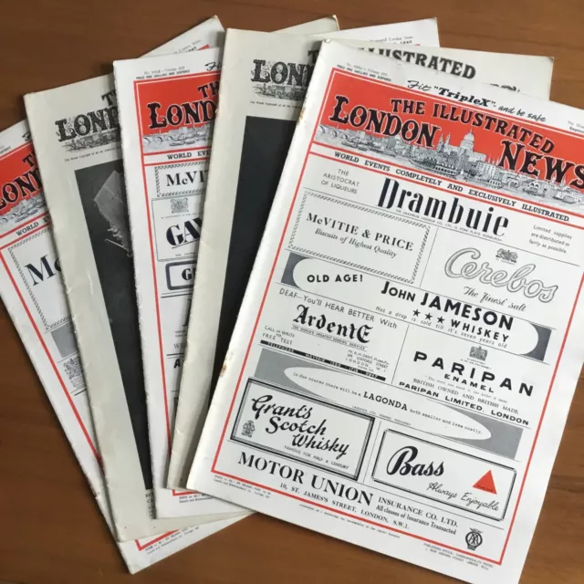 5 Issues Illustrated London News 1945 September October War Churchill King Atom