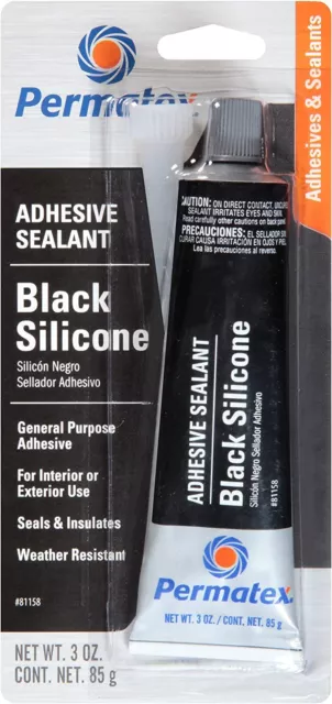 Permatecs Black Silicone Adhesive Sealant, 3 oz. Tube, Pack of 1 Bond Caulk