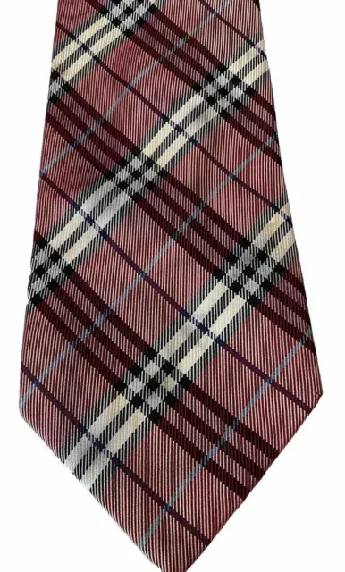 Burberry Classic  Red Plaid Check Men’s Tie 100% Silk Hand Made