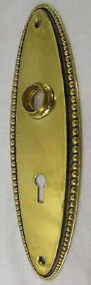 Vintage RHC Edgemont Brass Oval Beaded Door Keyhole Cover Strike plate