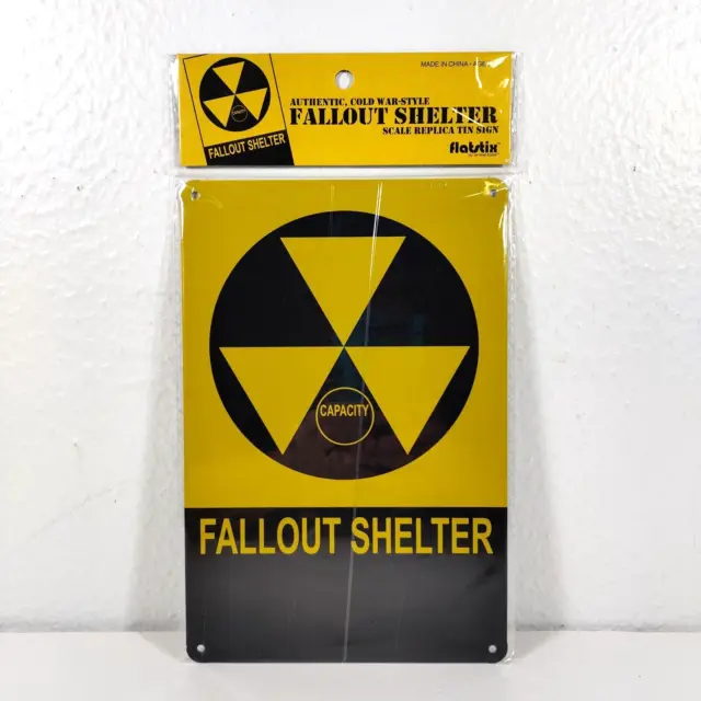 Nuclear Fallout Shelter Warning Sign, Metal Replica 6"x9"