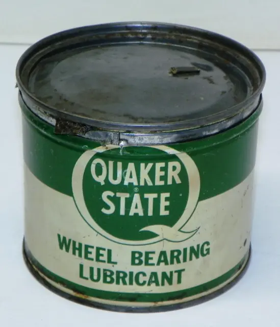 VINTAGE Quaker State EMPTY Wheel Bearing Lubricant GREASE STEEL CAN w/METAL LID