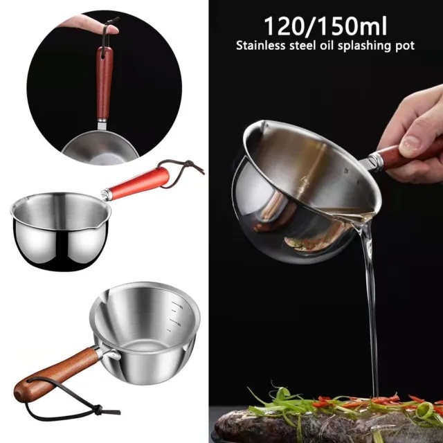 Steel Wooden Handle Milk Pot Chocolate Melting Pan Mini Sauce Pan Melting Pot
