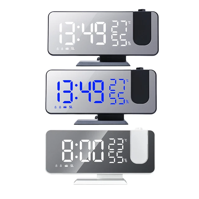 LED Numérique De Projection Réveil FM Radio Snooze Gradateur Plafond