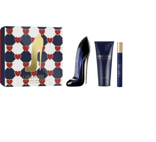Carolina Herrera Good Girl 3 Pc Set 2.7 oz EDP + 3.4 Body Lotion + Purse Pen NIB