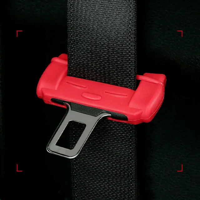 2x Car Safty Accessories Seat Belt Buckle Clip Anti-Scratch Cover Silicone Red