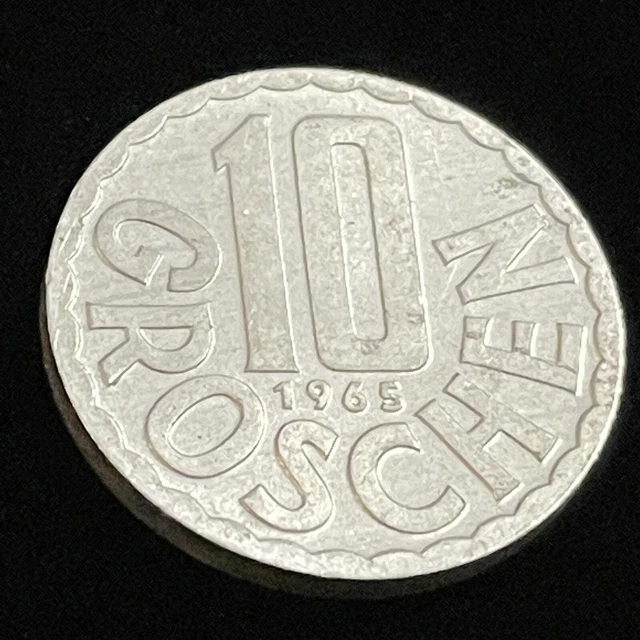 Austria 10 Groschen 1965 Coin Austrian Coat of Arms Eagle Shield Hammer Sickle 3