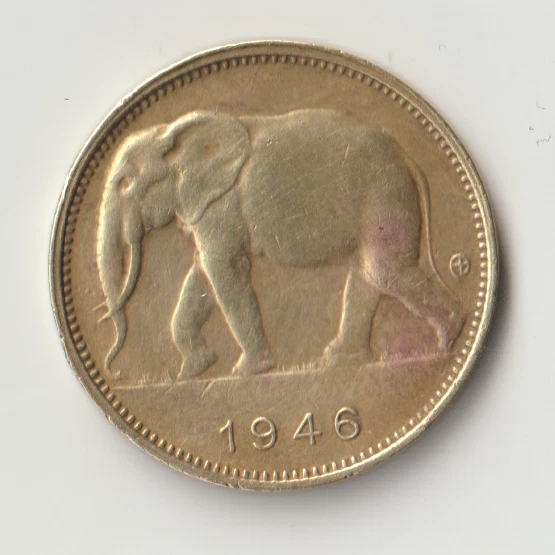1 Franc 1946 Belgian Congo KM# 26  LOT 2 +++ Beautiful Elephant +++
