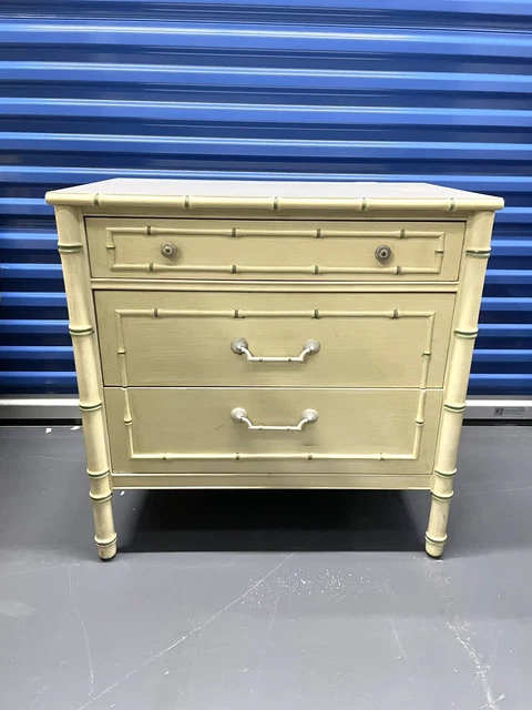 1970s Vintage Thomasville Faux Bamboo Oversized Nightstand/ Chest of Drawers 2