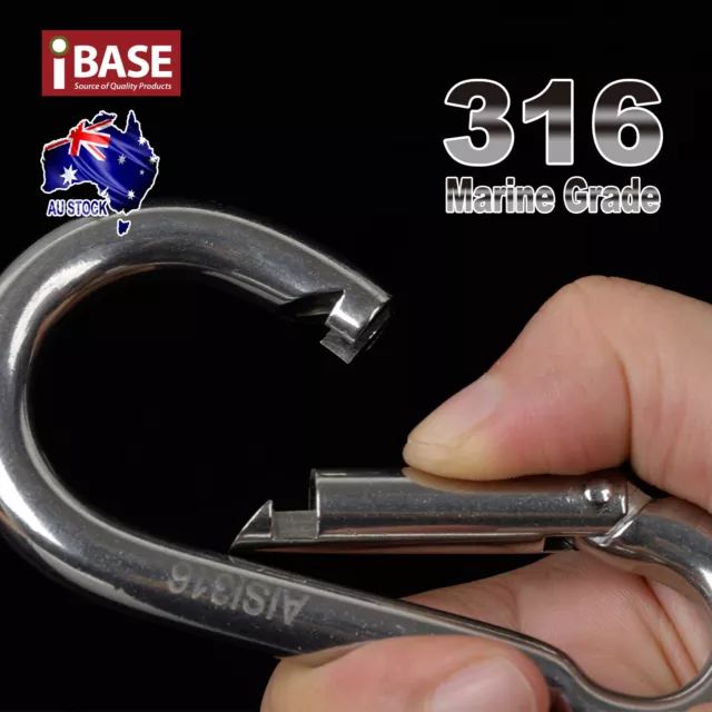8X 80mm Carabiner Clip 316 Stainless Steel Climbing Holder Hook Lock Camping SUS 3