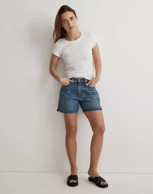 NWT Madewell Relaxed Mid Length Denim Shorts In Kimbrough Wash