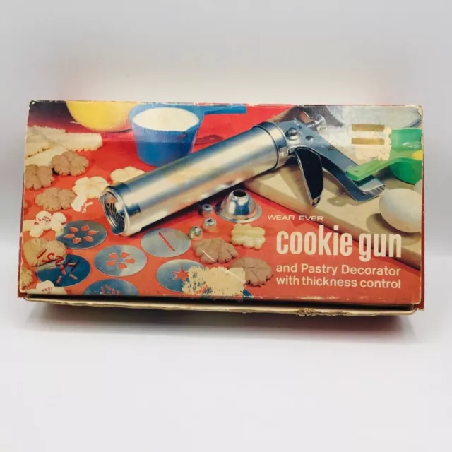 Pistola de galletas vintage Wear Ever gatillo pastelería decorador formas navideñas 3365 
