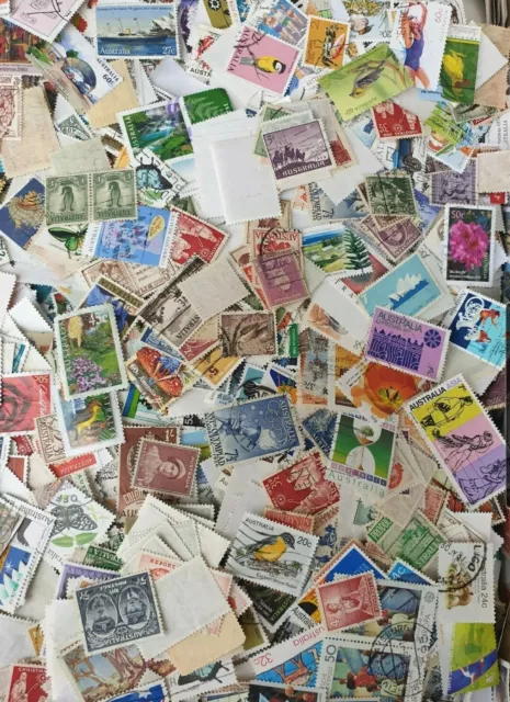 Bulk 600 Australian stamps Used Predecimal and decimal Off Paper