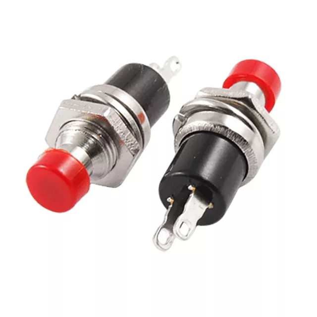 5 x 2 SPST OFF/(On) N/O Red Round Momentary Push Button Switch 1A 250V AC