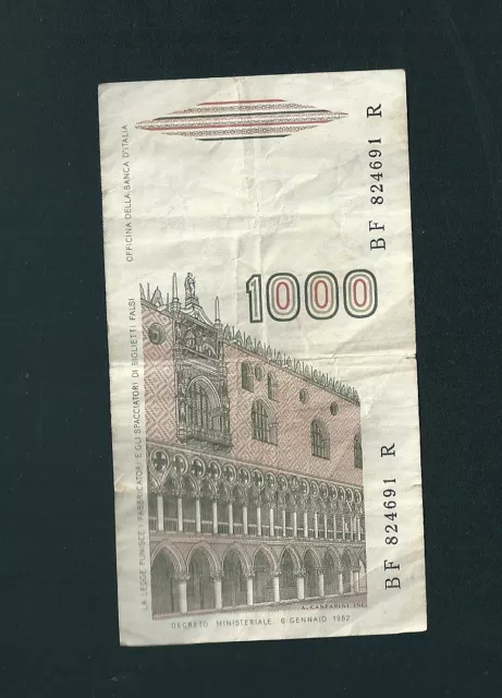 billet  banque Italie 1000 Lire  Marco Polo 1982 .